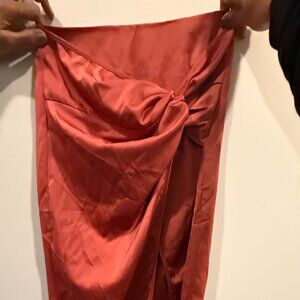 SHEIN Coral split Midi skirt with back zip, size XS, BRAND NEW unused